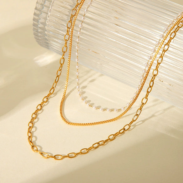 Women's Stainless Steel And Titanium Steel Cross Chain Necklace With Geometric Pattern And Electroplating