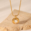 Women's Stainless Steel And Titanium Steel Cshaped Pendant Necklace Inlaid With Pearl Geometric Style Electroplated