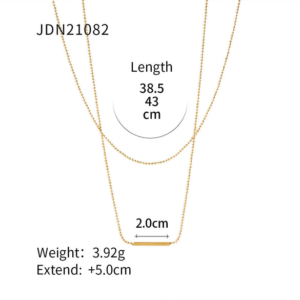 Women's Stainless Steel And Titanium Steel Double T Bar Stick Necklace With Geometric Pattern And Electroplating Design