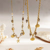 Women's Stainless Steel And Titanium Steel Electroplated Starfish Shell Necklace Beaded Accessories