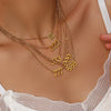 Women's Stainless Steel And Titanium Steel Fashion Jewelry Geometric Cutting Pendant Necklace With Numbers