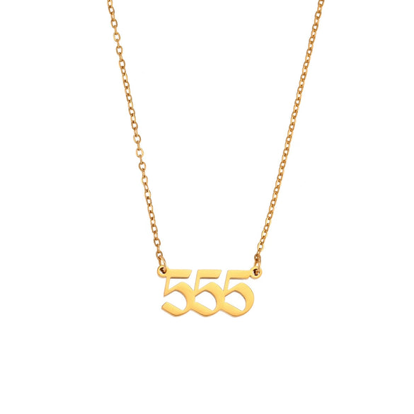Women's Stainless Steel And Titanium Steel Fashion Jewelry Geometric Cutting Pendant Necklace With Numbers