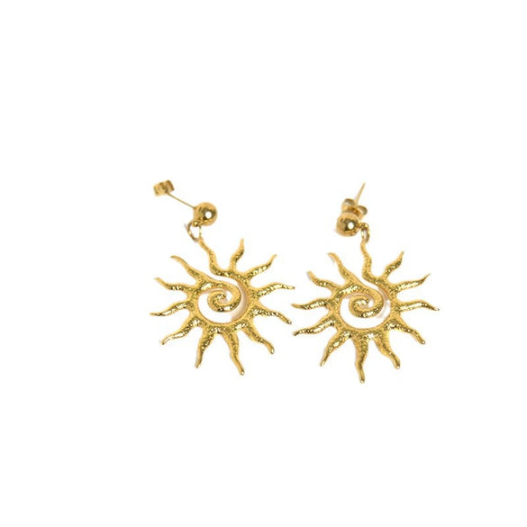 Women's Stainless Steel And Titanium Steel Fashion Vintage Sunflower Earrings With Constellation And Zodiac Sign Patterns Electroplated