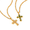 Women's Stainless Steel And Titanium Steel Figaro Chain Inlaid Zircon Geometric Cross Pendant Necklace
