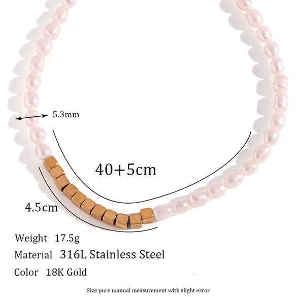 Women's Stainless Steel And Titanium Steel Geometric Beaded Bracelet And Necklace Set With Electroplating
