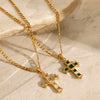 Women's Stainless Steel And Titanium Steel Geometric Cross Pendant Necklace With Electroplating