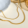 Women's Stainless Steel And Titanium Steel Geometric Double Layer Snake Bone Chain Necklace With Electroplating