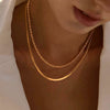 Women's Stainless Steel And Titanium Steel Geometric Double Layer Snake Bone Chain Necklace With Electroplating