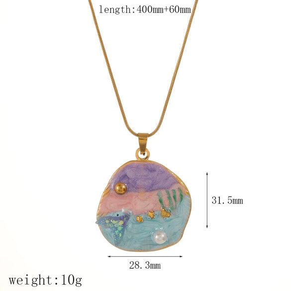 Women's Stainless Steel And Titanium Steel Geometric Dripping Oil Clavicle Chain Necklace Highend Minimalist Style