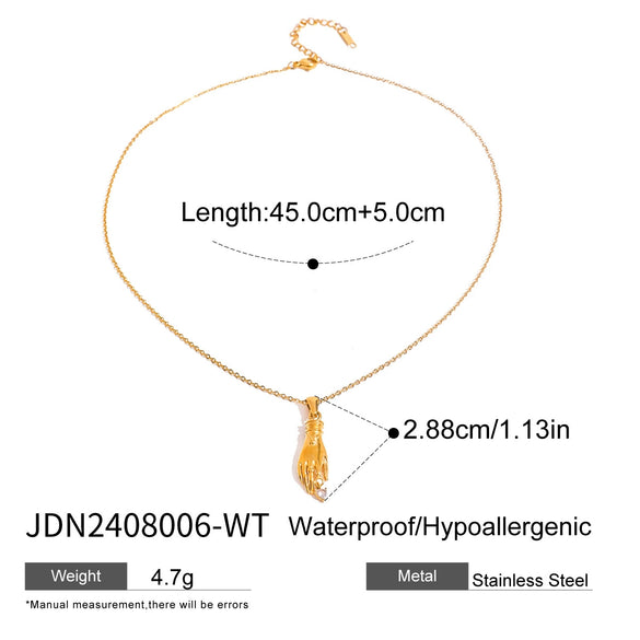 Women's Stainless Steel And Titanium Steel Geometric Hand Pendant Necklace With Electroplating And White Zircon