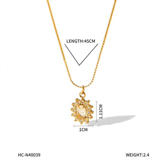 Women's Stainless Steel And Titanium Steel Geometric Love Pendant Necklace With Diamond Design