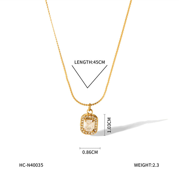 Women's Stainless Steel And Titanium Steel Geometric Love Pendant Necklace With Diamond Design