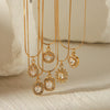 Women's Stainless Steel And Titanium Steel Geometric Love Pendant Necklace With Diamond Design
