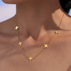 Women's 316L Stainless Steel And 316L Stainless Steel Geometric Pattern Electroplated Round Bead Zircon Stacked Four Leaf Flower Clavicle Necklace