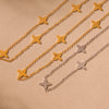 Women's 316L Stainless Steel And 316L Stainless Steel Geometric Pattern Electroplated Round Bead Zircon Stacked Four Leaf Flower Clavicle Necklace