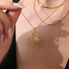Women's 316L Stainless Steel And 316L Stainless Steel Geometric Pendant Stacked Clavicle Necklace With Electroplating 18K Gold Nonfading Jewelry