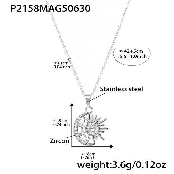 Women's 316L Stainless Steel And 316L Stainless Steel Geometric Pendant Stacked Clavicle Necklace With Electroplating 18K Gold Nonfading Jewelry