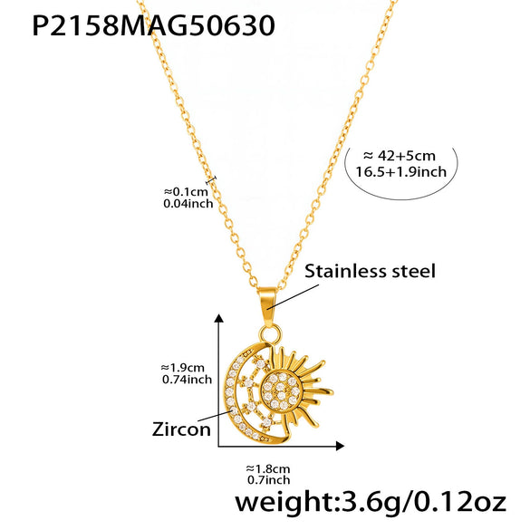 Women's 316L Stainless Steel And 316L Stainless Steel Geometric Pendant Stacked Clavicle Necklace With Electroplating 18K Gold Nonfading Jewelry