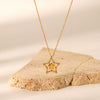 Women's Stainless Steel And Titanium Steel Geometric Star Diamond Pendant Necklace
