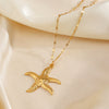 Women's Stainless Steel And Titanium Steel Geometric Starfish Clavicle Chain Necklace With Electroplating