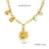 Women's Stainless Steel And Titanium Steel Geometric Sun Pendant Necklace With Electroplating And Cuban Chain