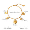 Women's Stainless Steel And Titanium Steel Heart Flowers Bow Pendant Bracelet With Vacuum Plating And Electroplating Treatment
