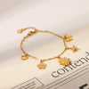 Women's Stainless Steel And Titanium Steel Heart Flowers Bow Pendant Bracelet With Vacuum Plating And Electroplating Treatment