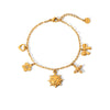Women's Stainless Steel And Titanium Steel Heart Flowers Bow Pendant Bracelet With Vacuum Plating And Electroplating Treatment