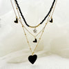 Women's Stainless Steel And Titanium Steel Heartshaped Star Pendant Multilayer Necklace With Electroplating