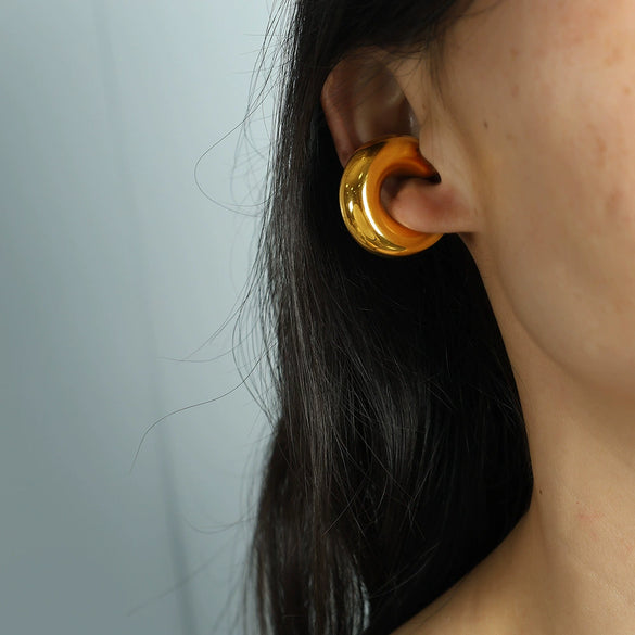 Women's Stainless Steel And 316L Stainless Steel Hollow Geometric U Shaped Electroplated Earrings Retro And Ins Style
