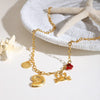 Women's Stainless Steel And Titanium Steel Ins Style Conch Crab Rib Shell Pendant Necklace With Electroplating