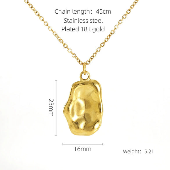 Women's 316L Stainless Steel And 316L Stainless Steel Irregular Shell Clavicle Chain Necklace With Geometric Pattern And Electroplating Treatment