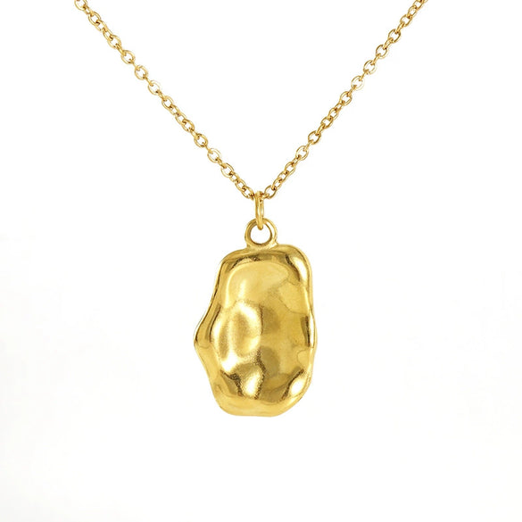 Women's 316L Stainless Steel And 316L Stainless Steel Irregular Shell Clavicle Chain Necklace With Geometric Pattern And Electroplating Treatment