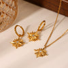 Women's Stainless Steel And Titanium Steel Jewelry Set With Diamonds Geometric Star Necklace And Earrings