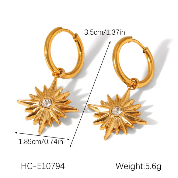 Women's Stainless Steel And Titanium Steel Jewelry Set With Diamonds Geometric Star Necklace And Earrings