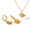 Women's Stainless Steel And Titanium Steel Jewelry Set With Diamonds Geometric Star Necklace And Earrings