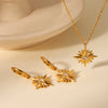 Women's Stainless Steel And Titanium Steel Jewelry Set With Diamonds Geometric Star Necklace And Earrings