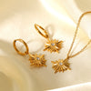 Women's Stainless Steel And Titanium Steel Jewelry Set With Diamonds Geometric Star Necklace And Earrings