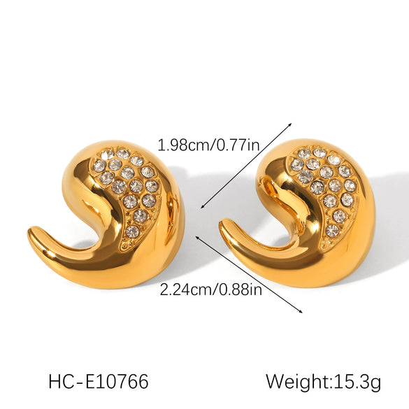 Women's Stainless Steel And Titanium Steel Jewelry With Dropshaped And Geometric Zircon Inlaid Pendant And Earrings