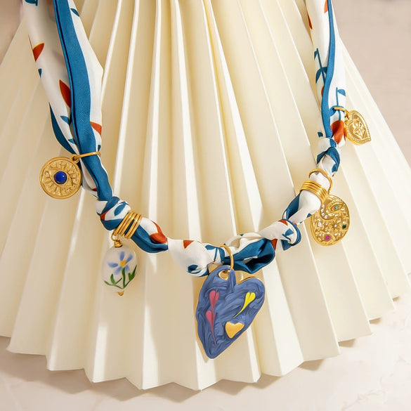 Women's Stainless Steel And Titanium Steel Jewelry With Electroplating Love Ceramic Pendant Necklace