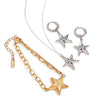Women's Stainless Steel And Titanium Steel Jewelry With Geometric Pattern Of Stars Sun Moon Clouds Universe Electroplated Earrings And Necklace