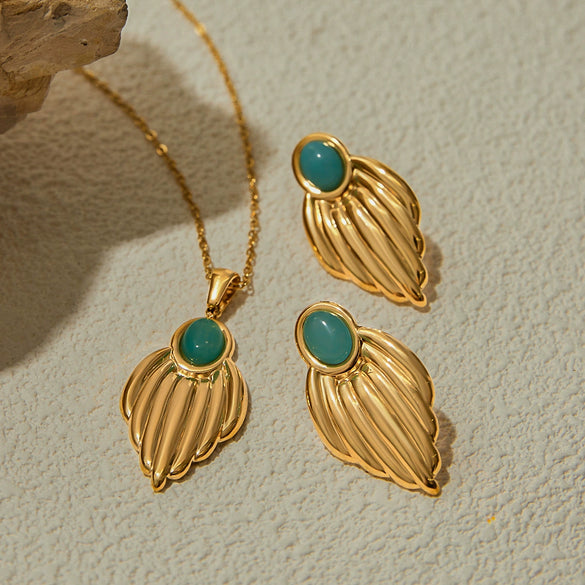 Women's Stainless Steel And Titanium Steel Jewelry With Plants Flowers Pattern And Electroplating Earrings And Necklaces