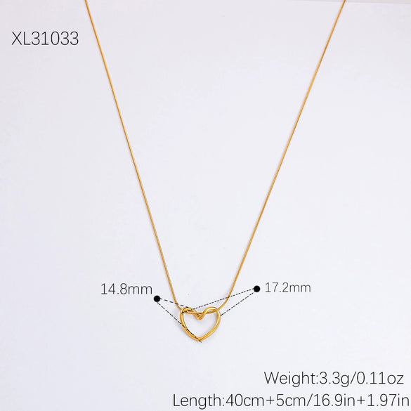 Women's Stainless Steel And Titanium Steel Love Necklace And Bracelet Set Simple Fashion Electroplated 18K Gold Highgrade Clavicle Chain