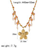 Women's Stainless Steel And Titanium Steel Marine Style Necklace With Animal Zodiac And Flower Pendant Electroplated O Word Chain