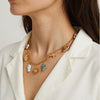 Women's Stainless Steel And Titanium Steel Marine Style Necklace With Animal Zodiac And Flower Pendant Electroplated O Word Chain