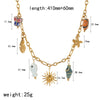 Women's Stainless Steel And Titanium Steel Marine Style Necklace With Animal Zodiac And Flower Pendant Electroplated O Word Chain