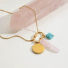 Women's Stainless Steel And Titanium Steel Natural Stone Turquoise Ins Style Necklace With Electroplating