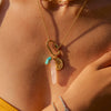 Women's Stainless Steel And Titanium Steel Natural Stone Turquoise Ins Style Necklace With Electroplating