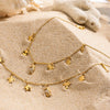 Women's Stainless Steel And Titanium Steel Necklace And Bracelet With Marine Life Pattern And Electroplating Design