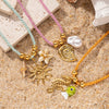Women's Stainless Steel And Titanium Steel Ocean Element Shell Colorful Rope Pendant Necklace With Animal And Zodiac Shapes And Electroplating Design Jewelry